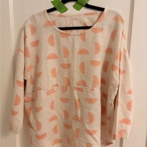 PO-EM Peach and Cream three quarter sleeve top